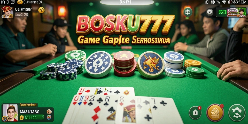 Screenshot gameplay BOSKU777 yang menunjukkan keasyikan bermain Gaple.