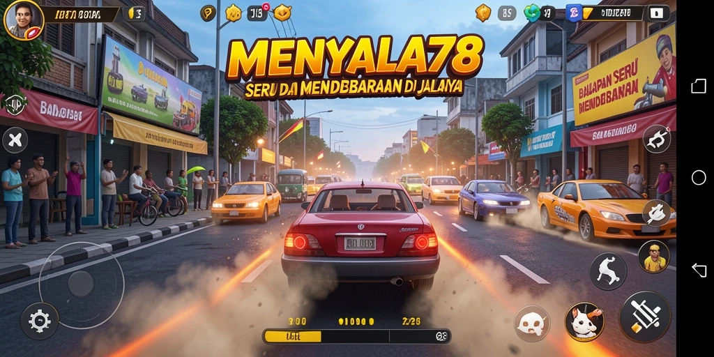 Tangkapan layar gameplay MENYALA78 menampilkan aksi balapan yang mendebarkan.