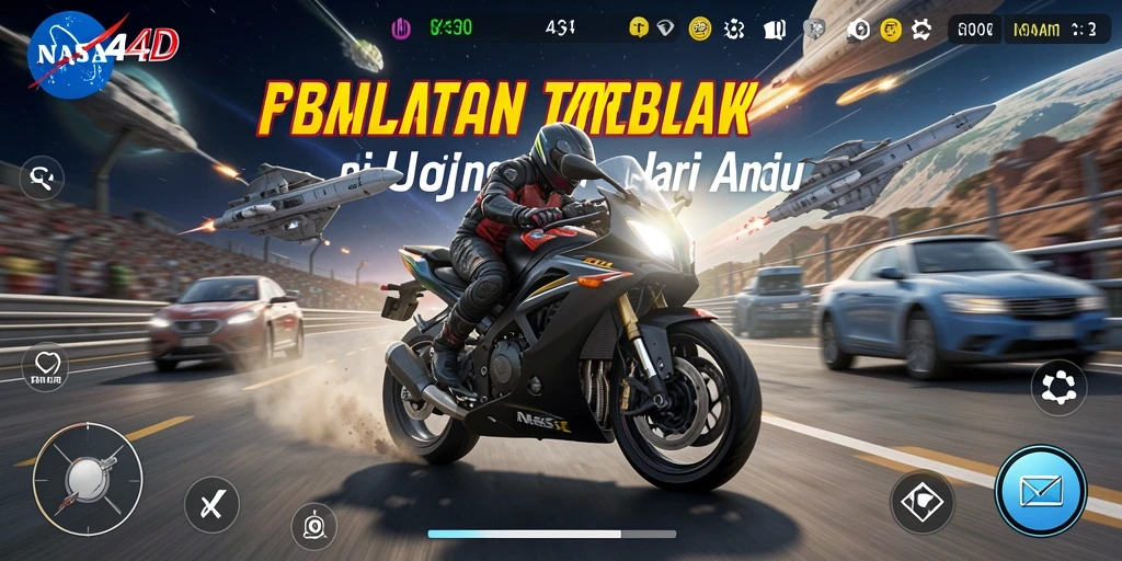 Gameplay mendebarkan dalam balapan motor yang seru.
