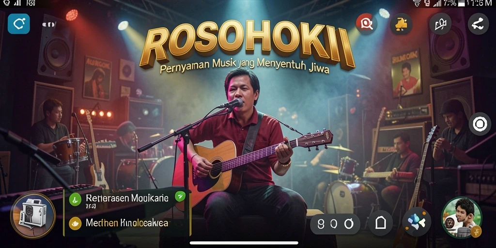 Tampilan antarmuka permainan musik yang menarik dan interaktif.
