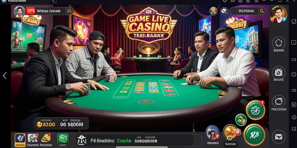 Screenshot utama RP8 menunjukkan gameplay Live Casino yang mendebarkan.